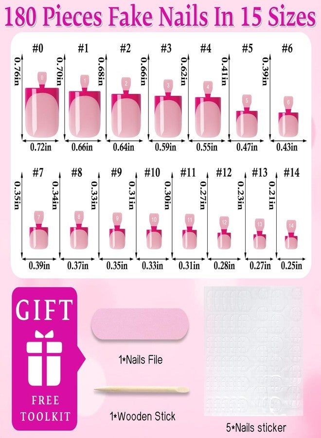 LuckForever 180pc French Tips Press on Toenails Women Glue on Toe Nails, Colorful French Fake Toe Nails Press ons Nail Square Acrylic Press on Toes Nail Tips Artificial Stick Toenail Tip 6 Colors - Image 2